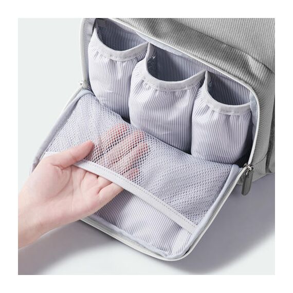 Sunveno Corduroy Diaper Bag With Usb Port, Color: Grey, 4 image