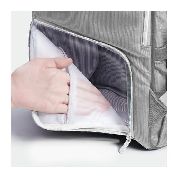 Sunveno Corduroy Diaper Bag With Usb Port, Color: Grey, 6 image