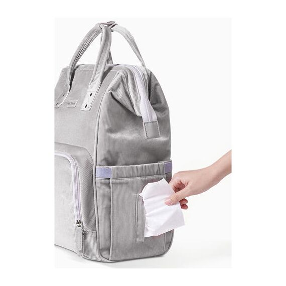Sunveno Corduroy Diaper Bag With Usb Port, Color: Grey, 10 image