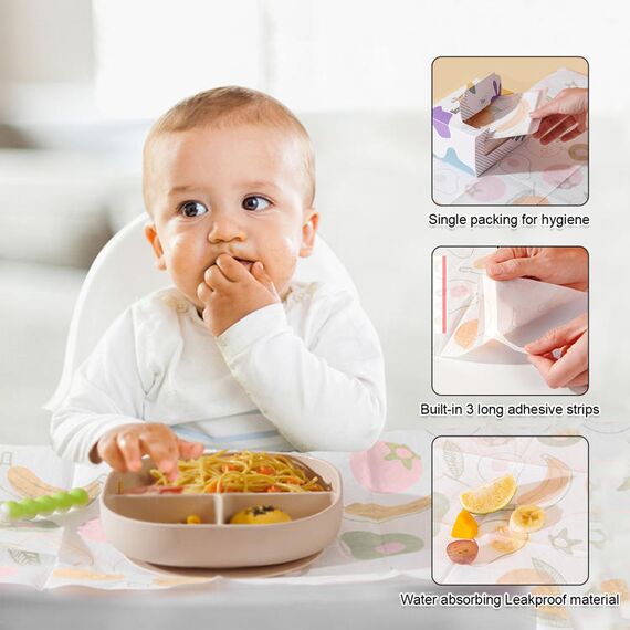 Sunveno Baby Feeding Disposable Travel Placemats 20 Pcs Pack, Color: Multicolor, 8 image