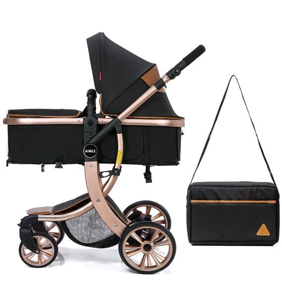 Teknum 3In1 Luxury Pram Stroller With Diaper Bag 0-3 Years, 3 image