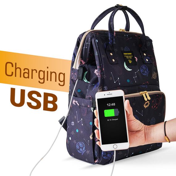 Sunveno Diaper Bag With Usb Charging Port And Changing Pad, Color: Navy Blue, 5 image
