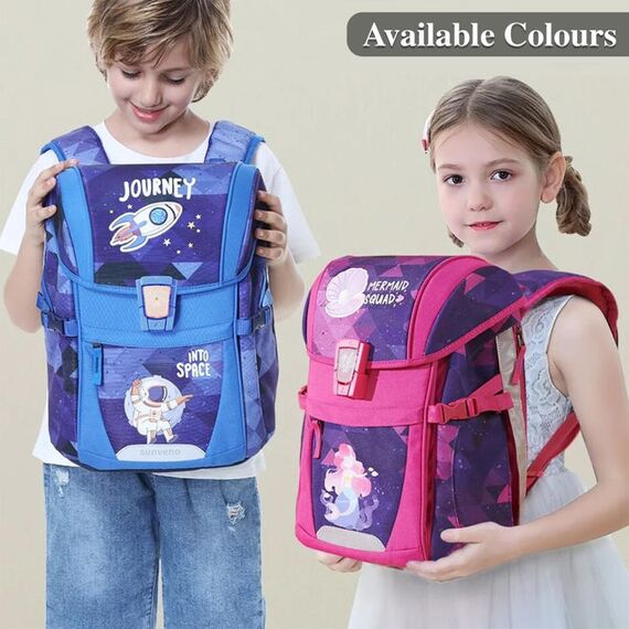 Sunveno Ergonomic School Bag 14.1 Inch Laptop Compatible, Color: Blue, 6 image