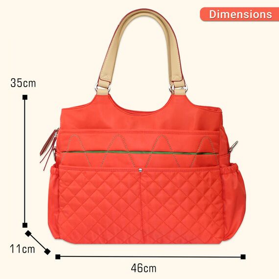 Sunveno Fashion Diaper Bag 17.7L With 15 Pockets And Shoulder Strap, Color: Orange, 5 image