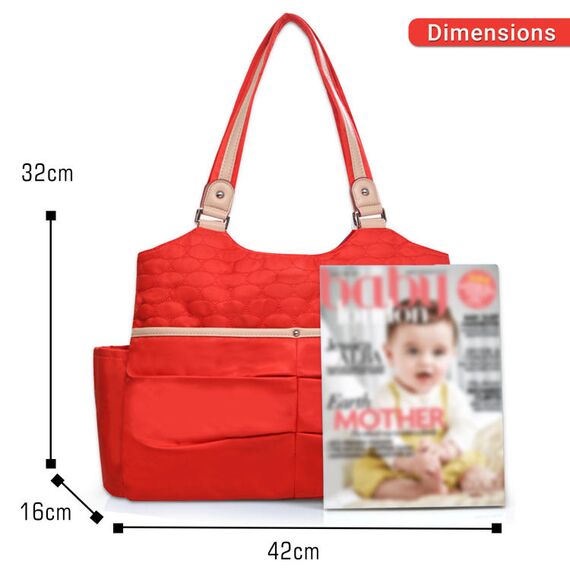 Sunveno Fashion Diaper Tote Bag 21.5L With 11 Pockets And Shoulder Strap, Color: Orange, 6 image