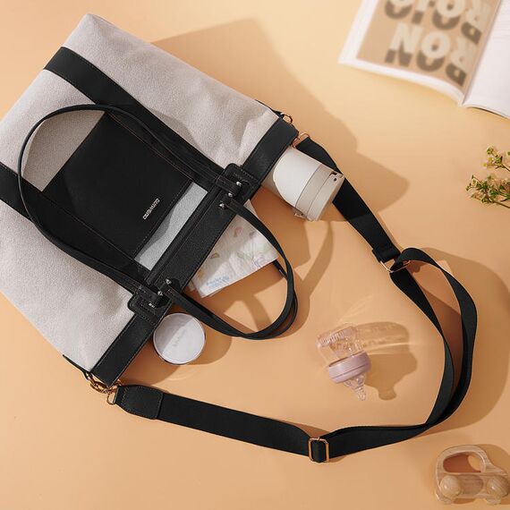 Sunveno La Mode Premium Diaper Bag 48Cm Large Capacity With 8 Pockets, Color: Black, 13 image