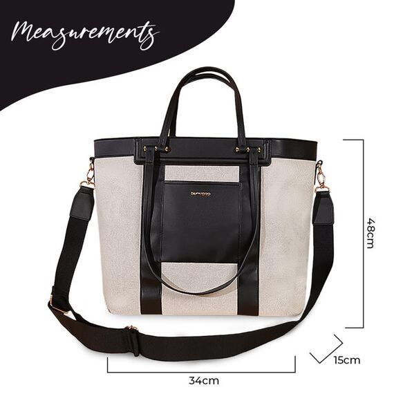 Sunveno La Mode Premium Diaper Bag 48Cm Large Capacity With 8 Pockets, Color: Black, 17 image