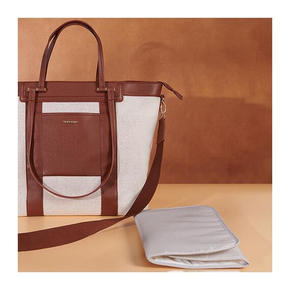 Sunveno La Mode Premium Diaper Bag 48Cm Large Capacity With 8 Pockets, Color: Brown, 9 image