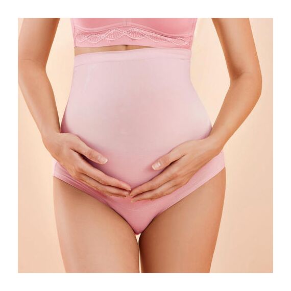 Sunveno High Waist Pregnancy Support Cotton Panties, Color: pink, Maternity Size: M