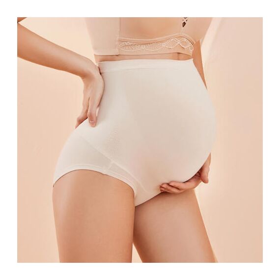 Sunveno High Waist Pregnancy Support Cotton Panties, Color: Skin, Maternity Size: L, 2 image