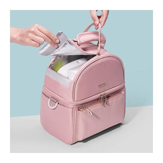 Sunveno Insulated Lunch Bag With Thermos Box 29.5Cm Dual Compartment, Color: pink, 2 image