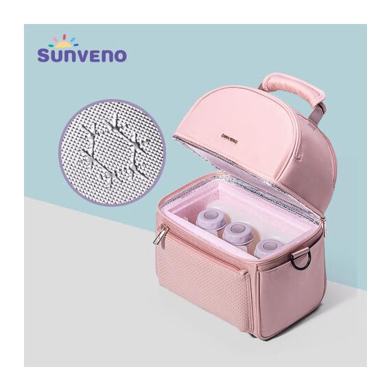Sunveno Insulated Lunch Bag With Thermos Box 29.5Cm Dual Compartment, Color: pink, 3 image