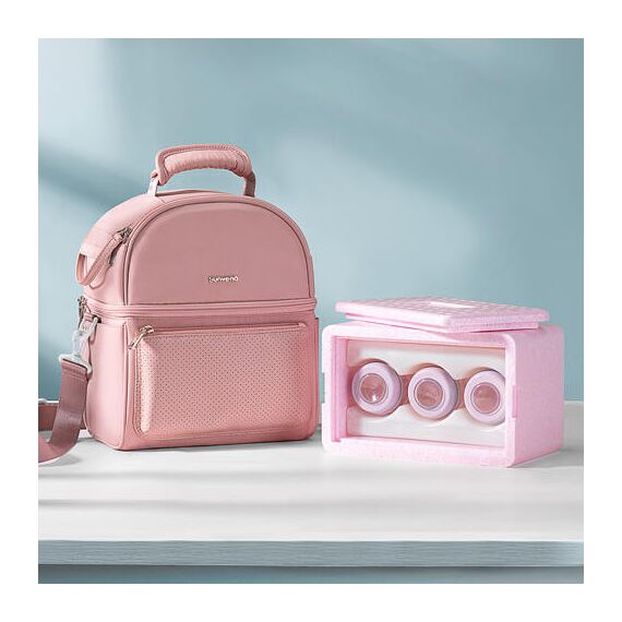 Sunveno Insulated Lunch Bag With Thermos Box 29.5Cm Dual Compartment, Color: pink, 8 image