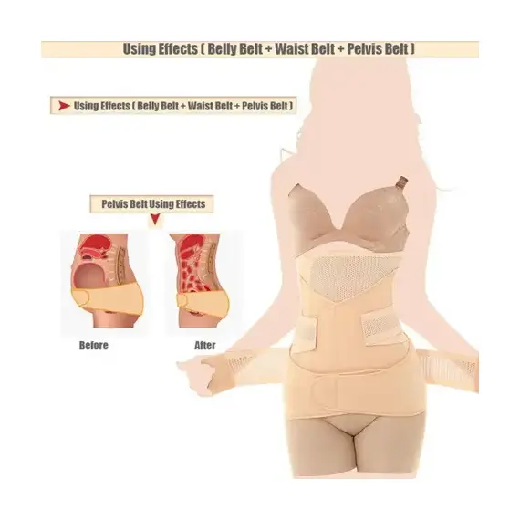 Sunveno 3 In 1 Adjustable Maternity Belt Postpartum Support Set, Color: Natural Color, Maternity Size: L, 15 image