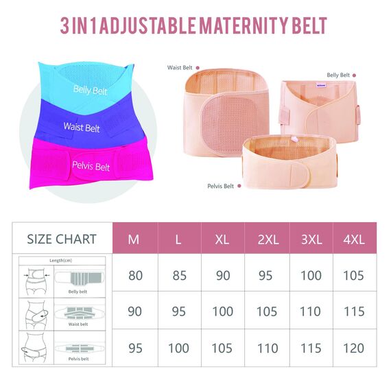 Sunveno 3 In 1 Adjustable Maternity Belt Postpartum Support Set, Color: Natural Color, Maternity Size: XL, 9 image