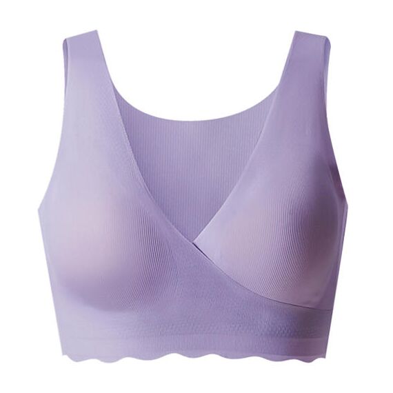 Sunveno Maternity Cross Fit Nursing & Sleep Bra, Color: Purple, Maternity Size: L, 2 image