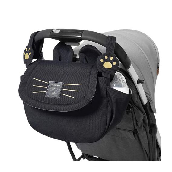 Sunveno Meow Stroller Diaper Bag, Color: Black
