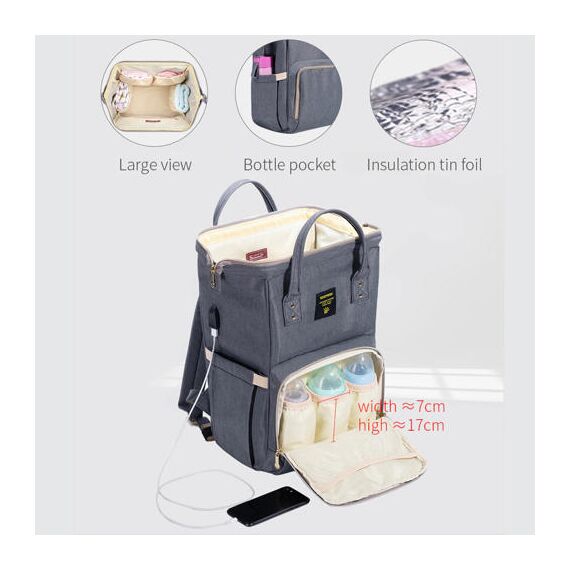 Sunveno Mamma Diaper Bag Kit With Usb Changing Clutch And Stroller Hooks, 4 image