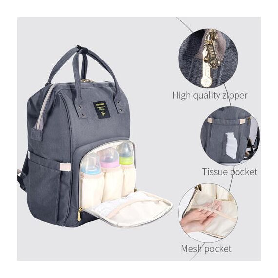 Sunveno Mamma Diaper Bag Kit With Usb Changing Clutch And Stroller Hooks, 5 image