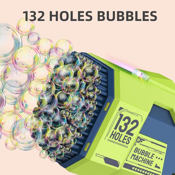 Little Story 132 Holes Bubble Machine Gun With Light For Kids Indoor & Outdoor, Color: Green, 2 image