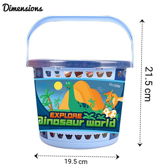 Little Story 21Pcs Dinosaur World Bucket Set With 5 Dinosaurs, 3 Eggs And Scene Accessories, Color: Orange, 4 image