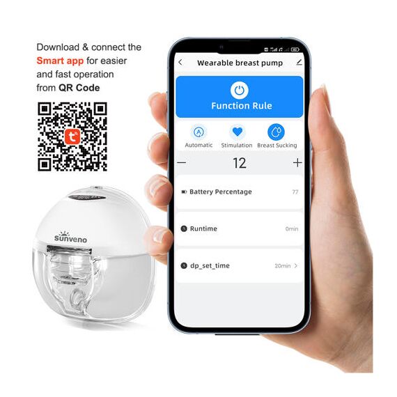Sunveno Smart Wearable Automatic Breast Pump 180Ml Bluetooth Rechargeable, 11 image