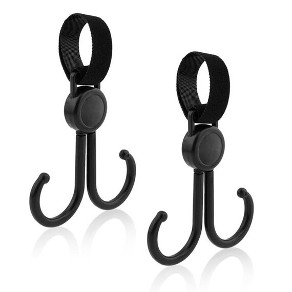 Sunveno 360° Rotatable Adjustable Velcro Strap Universal Stroller Hooks 2 Pcs