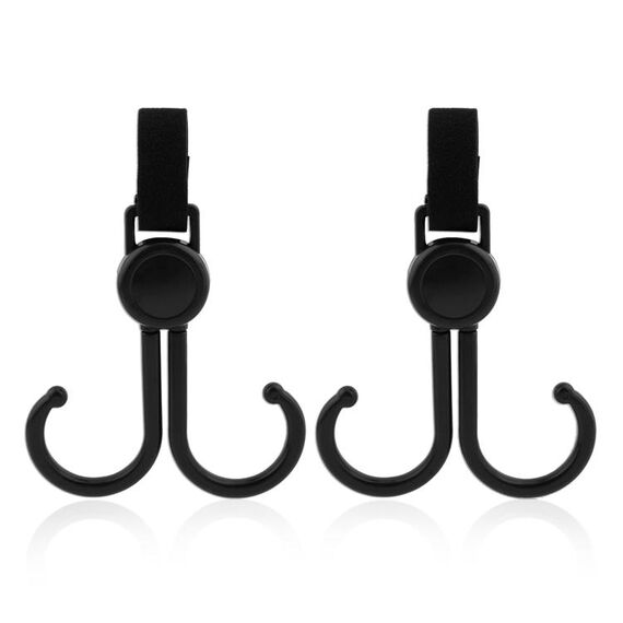 Sunveno 360° Rotatable Adjustable Velcro Strap Universal Stroller Hooks 2 Pcs, 2 image