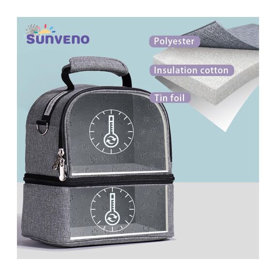 Sunveno Insulated Office Lunch Bag 9L Dual Compartment, 2 image
