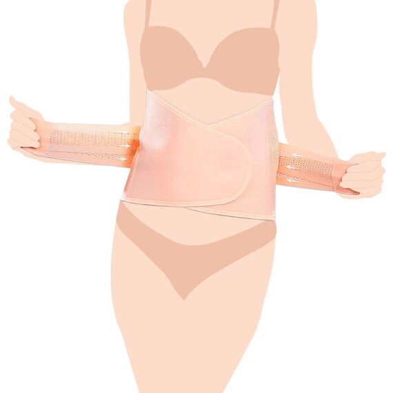 Sunveno Abdominal Support Maternity Cross Grip Belly Wrap, Color: Beige, Maternity Size: M, 4 image