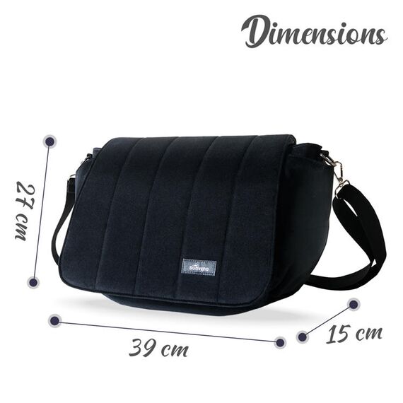 Sunveno Velvet Stroller Diaper Bag 39Cm – Black, 8 image