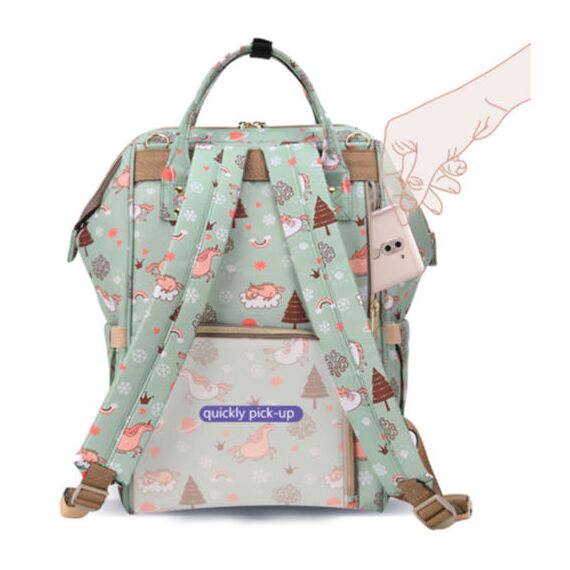 Sunveno Diaper Bag Xl Green Dream With Stroller Hooks, Color: Mint Green, 6 image