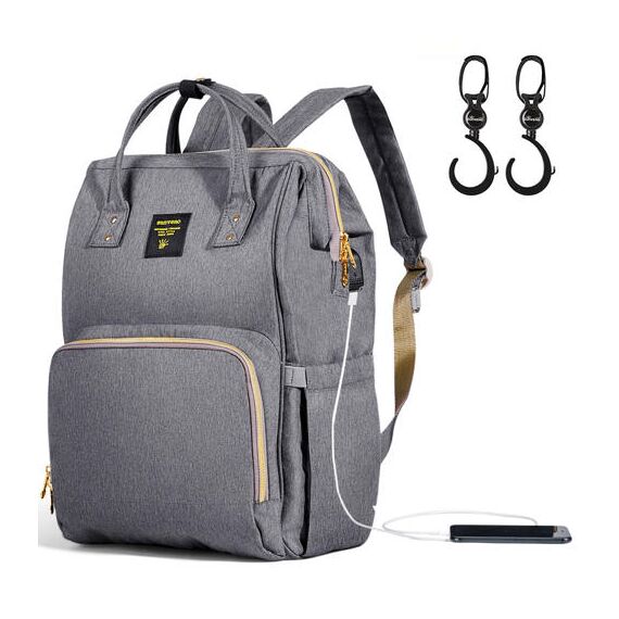 Sunveno Diaper Bag Xl With Stroller Hooks, Color: Grey