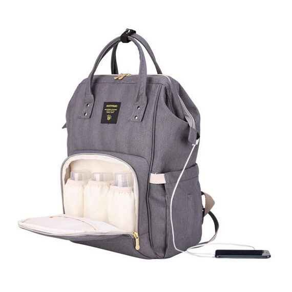 Sunveno Diaper Bag Xl With Stroller Hooks, Color: Grey, 4 image