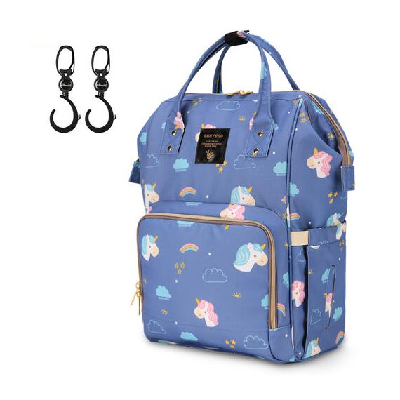 Sunveno Diaper Bag Xl Green Dream With Stroller Hooks, Color: Baby Blue