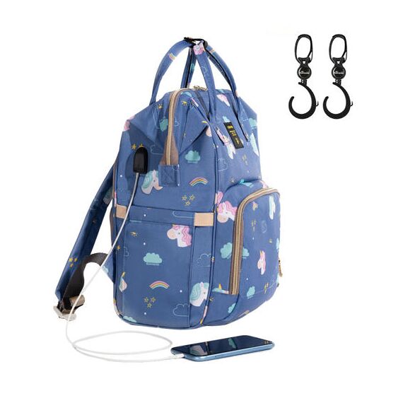 Sunveno Diaper Bag Xl Green Dream With Stroller Hooks, Color: Baby Blue, 2 image