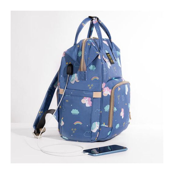 Sunveno Diaper Bag Xl Green Dream With Stroller Hooks, Color: Baby Blue, 4 image