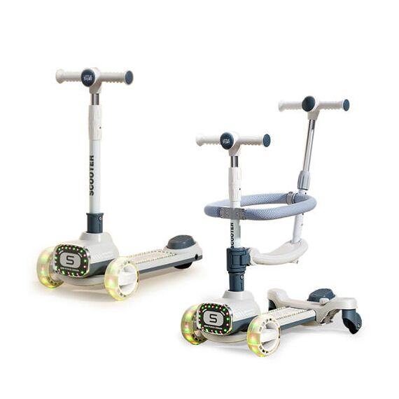 Little Story Kids Scooter With Ride-On & Push Handle, Color: Grey