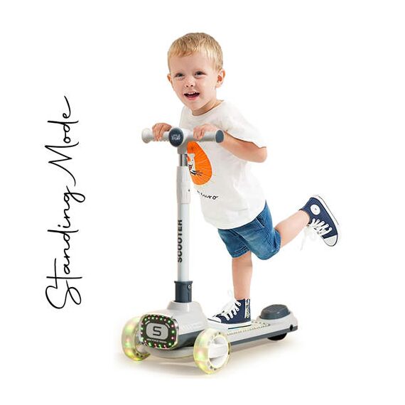 Little Story Kids Scooter With Ride-On & Push Handle, Color: Grey, 2 image