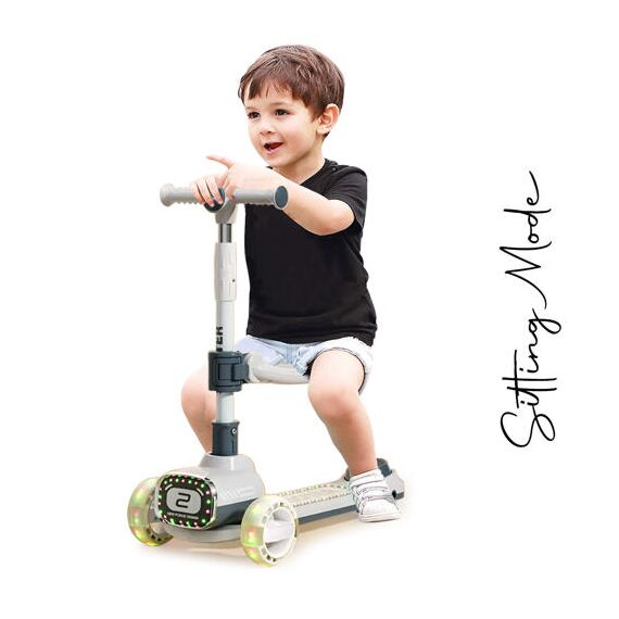 Little Story Kids Scooter With Ride-On & Push Handle, Color: Grey, 3 image