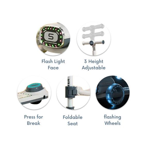 Little Story Kids Scooter With Ride-On & Push Handle, Color: Grey, 4 image