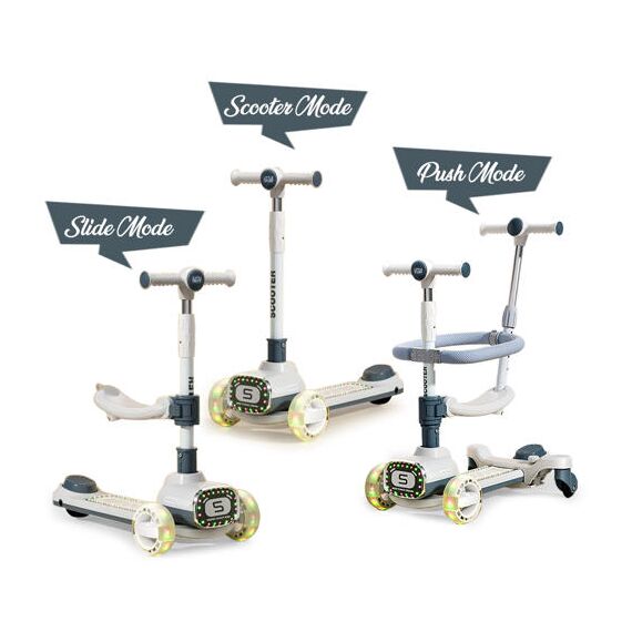 Little Story Kids Scooter With Ride-On & Push Handle, Color: Grey, 5 image