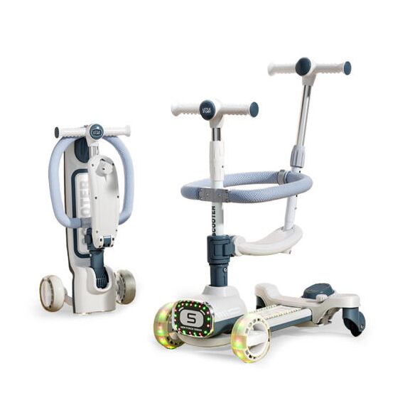 Little Story Kids Scooter With Ride-On & Push Handle, Color: Grey, 11 image