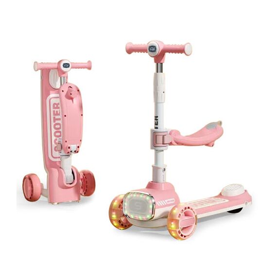 Little Story Kids Scooter With Ride-On & Push Handle, Color: pink, 7 image