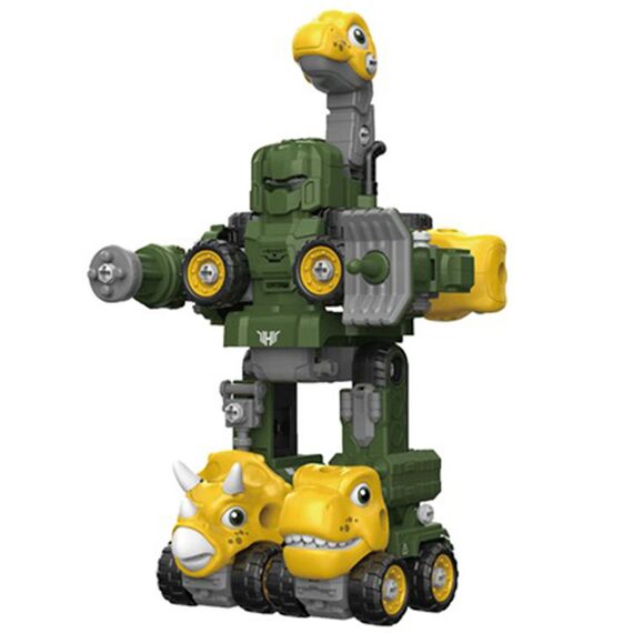 Little Story 5In1 Dinosaur Robot Transformation Vehicle 145Pcs, Color: Green