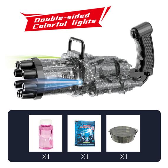 Little Story 8 Holes Bubble Machine Gun With Light, Color: Black, 2 image