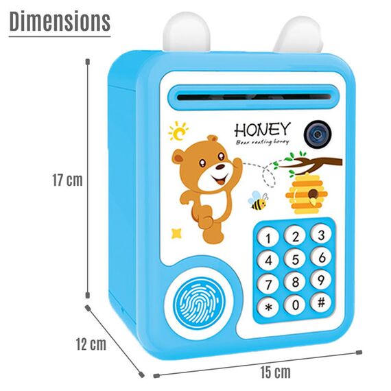 Little Story Piggy Bank With Fingerprint Lock & Music, Color: Blue, 4 image