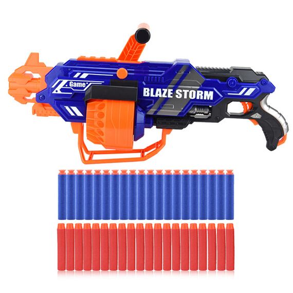 Little Story Kids Battery Operated Bullet Gun With 40Pcs Soft Bullets, Color: Blue & Orange