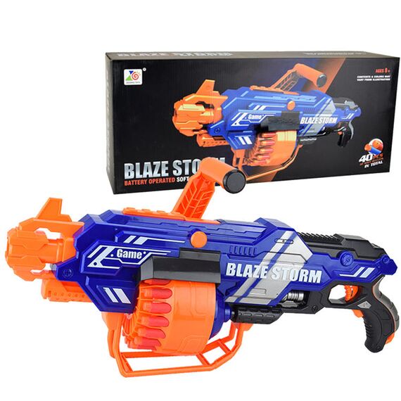 Little Story Kids Battery Operated Bullet Gun With 40Pcs Soft Bullets, Color: Blue & Orange, 5 image
