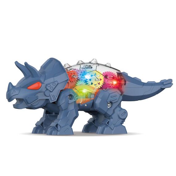 Little Story Electric Diy Gear Dinosaur Toy With Light And Sound, Color: Blue
